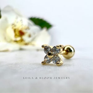 Dainty Stud Earring Hypoallergenic Cartilage Conch Lobe Titanium 18K Gold Filled Screw Back Cubic Zirconia Earring