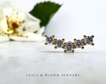Conch Stud Earring • CZ Diamond • Minimal Dainty Simple Earring • Cartilage Stud • Hypoallergenic • Titanium 18K Gold Filled • Screw Back