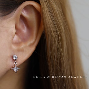Star Screw back Dangle Earring 18k Gold filled Hypoallergenic Lobe Titanium core Nickel Free 20G Post