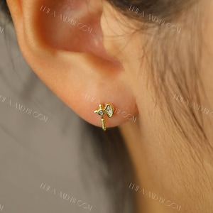 Screw Back Axe Stud Earrings • Dainty Minimalist Stacking Stud Earring • Hypoallergenic • Titanium Gold Filled • LeilaAndBloom