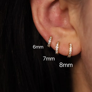 Huggie Pave Hoop Earrings • Small Dainty Gold Hoops • Conch Tragus Lobe Helix • 925 Silver 18K Gold Filled • Hypoallergenic • LeilaAndBloom