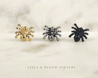 Stud Earring • Spider Insect Earrings • Screw Back • Hypoallergenic • Titanium 18K Gold Filled • Spooky Holiday Spirit Vibe
