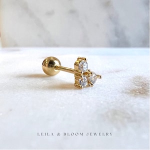 Stud Earring Screw Back Hypoallergenic Cz Cartilage Conch Lobe Titanium 18K  Gold Filled Cubic Zirconia Earring