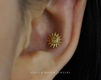 ZDE Orecchini A Sfera In Titanio Ipoallergenici Con Retro Piatto 3-6 Mm – Per Piercing Cartilagine, Elice, Trago
