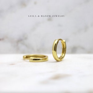 Huggie Hoop Gold Earrings • Dainty Small Tiny Gold Hoops • Conch Tragus Lobe Helix Cartilage Earrings • Hypoallergenic • LeilaAndBloom
