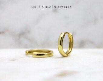 Huggie Hoop Gold Earrings • Dainty Small Tiny Gold Hoops • Conch Tragus Lobe Helix Cartilage Earrings • Hypoallergenic • LeilaAndBloom