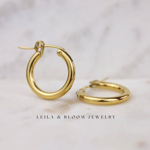 18K Gold Hoop Earrings Plain Hypoallergenic Nickel Free Titanium with 20G gauge