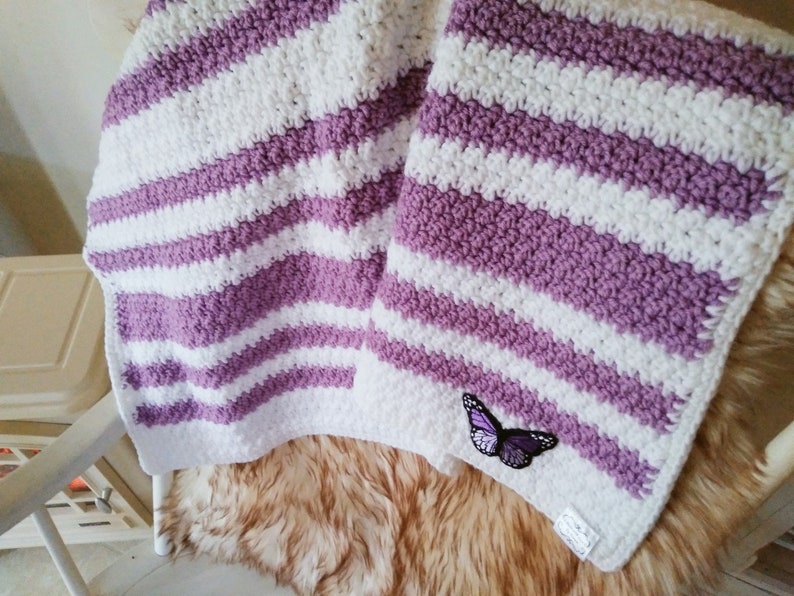 Crochet Baby Blanket Handmade for Sale Hand Knit Purple and Etsy