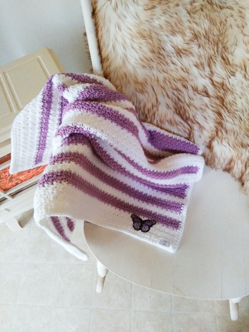 Crochet Baby Blanket Handmade for Sale Hand Knit Purple and Etsy