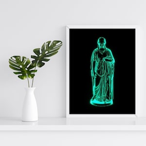 Zenobia In Chains Statue Neon Print/Wall Art - 8.5&quot;x11&quot; - 9 Color Options - Unframed
