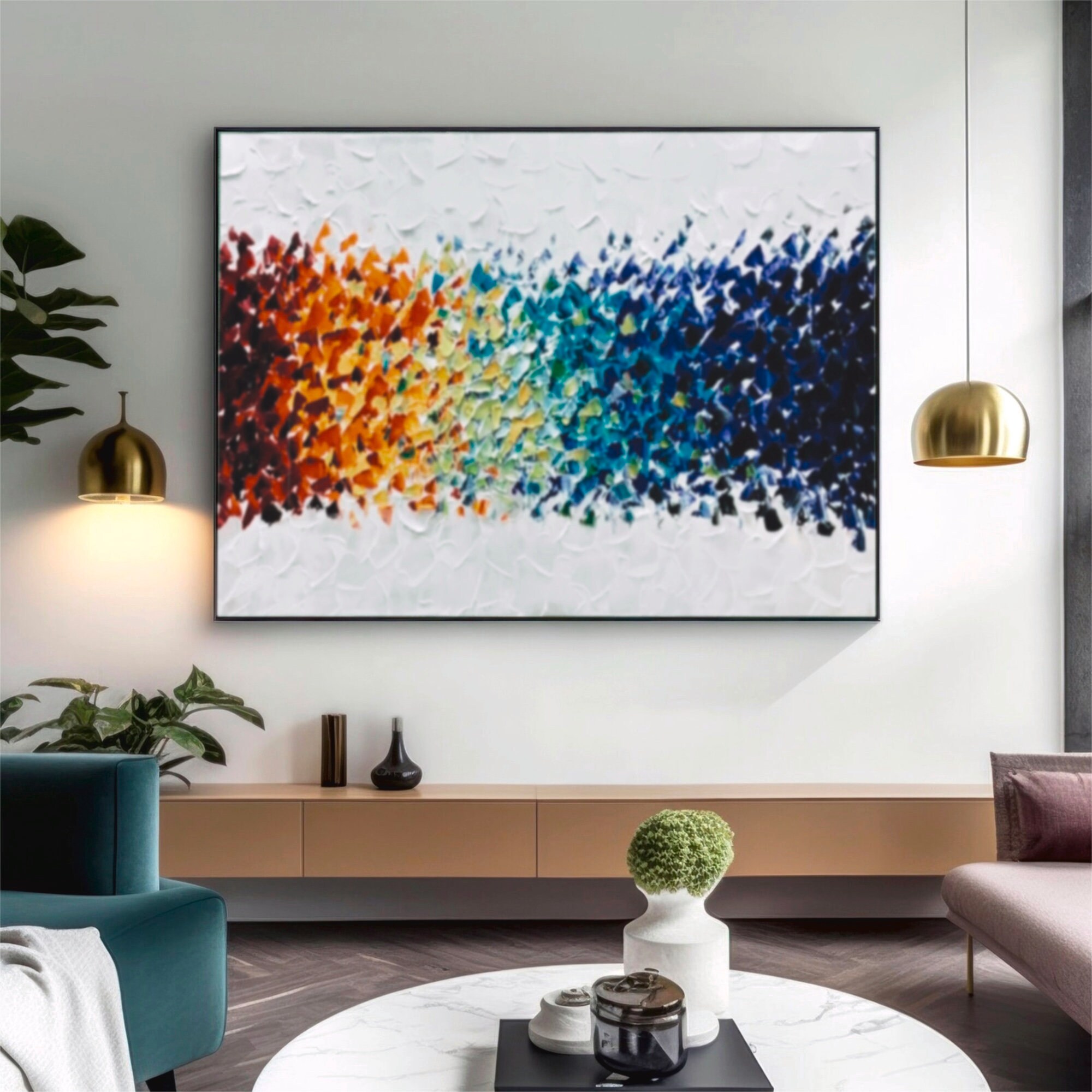 Original Abstract Painting on Canvas Large Abstract Rainbow Wall Art