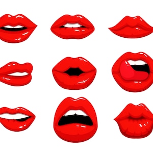 Set von 9, 2 "Karikatur Lippen Vinyl-Aufkleber