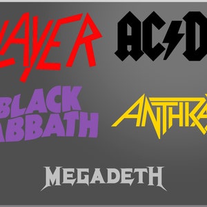 Calcomanías de vinilo con el logotipo de una banda de rock