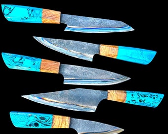 Gyuto professionnel japonais, Bunka, Sujihiki, Garasuki, Petty, ustensiles de cuisine forgés au feu 1095, acier au carbone, résine et bois h Acier