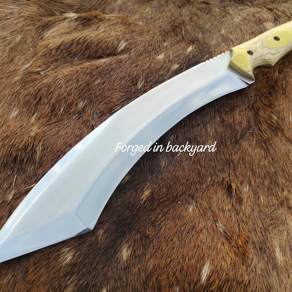 Custom Knife, Handmade machete , Hunting knife, Obsidian knife, Made In D2 Steel, G10 Micarta Handle & A Cow Leather sheath. Gift for him.