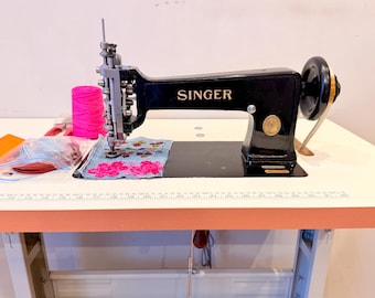 Máquina de coser Singer 114w103 vintage para bordar con puntada de cadena y musgo, reacondicionada, color negro. SOLO CABEZAL.