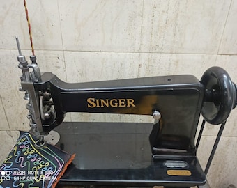 Singer 114w103 vintage stickerei kette & moss stich maschine nähmaschine überholt schwarz KOPF ONLY