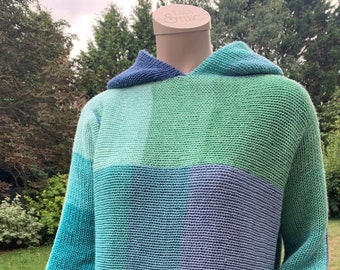 Knitting Machine Pattern - Hoodie Sweater - Addi, Sentro 48 46 pin - Hooded Sweater - 3 downloads, no crochet, UK and US terms