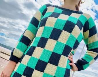 Knitting Machine Pattern - Sea Breeze Sweater Dress - Addi, Sentro 22 pin