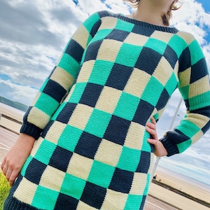 Knitting Machine Pattern - Sea Breeze Sweater Dress - Addi, Sentro 22 pin