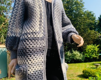 Oma Hexagon Cardigan Häkelanleitung - Einfach, Anfänger