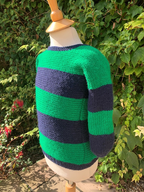Machine Knit Child's Blocks and Stripes Pullover Sweater Pattern