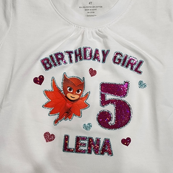 Owlette Birthday Girl - PJ Masks custom shirt