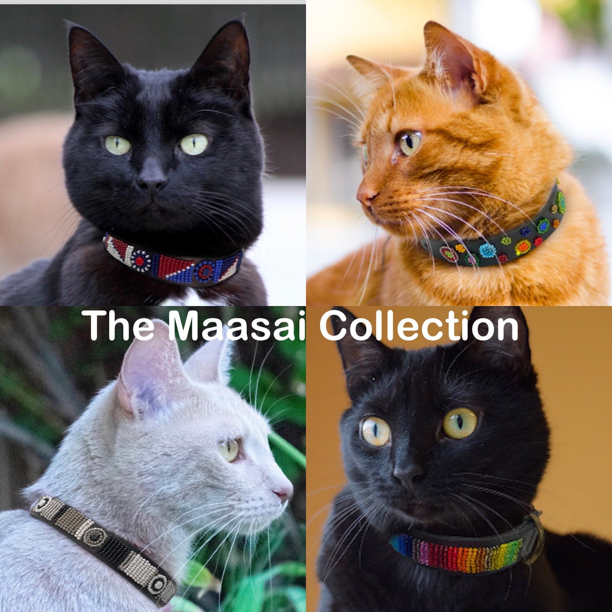 コード 3P Leather Beaded Dog/Cat Collars， Colombian Handmade Beaded Dog