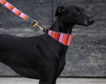 Dog Collar & Leash Set African Handmade Maasai Beaded Leather