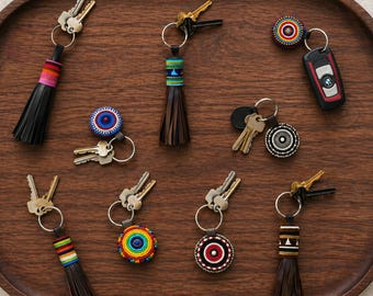 Hand-beaded Leather KeyChains & KeyRings