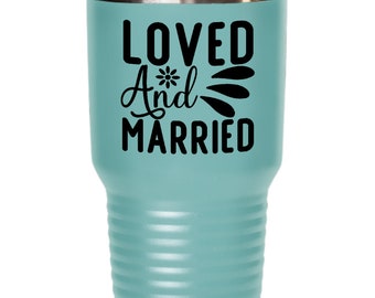 Love and married tumbler, just married, just married gifts, honeymoon gifts, wedding gift for couple, bride and groom gift, wife  husband