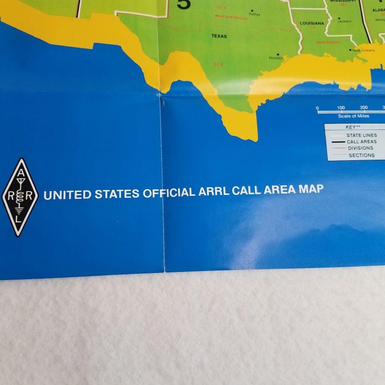 1977 Official ARRL US Call Area Map Ham Radio QSL Radio 23