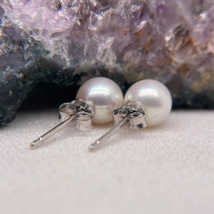 Silver Stud Pearl Earrings - Pearl Earring - Fresh Water Earring - GIFT FOR WOMAN, 6MM - Push Back