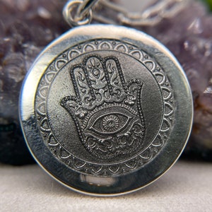Sterling Silver Hamsa Pendant 925 Sterling Silver Necklace Custom Gift For Her Hamsa Necklace 27x27mm