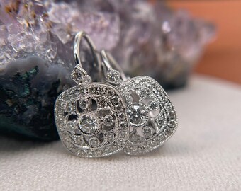 18K White Gold Earrings For Woman Diamond Earrings Custom Gift For Her