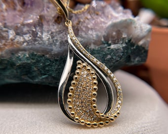 Collar de oro blanco de 14k para mujer, collar de diamantes, regalo para mujer