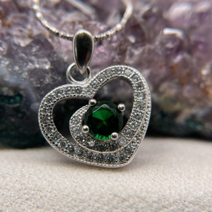 Heart Silver Necklace - 925 Sterling Silver Necklace - Heart Necklace - Silver Necklace - Color Stone Silver Necklace - Gift For Her