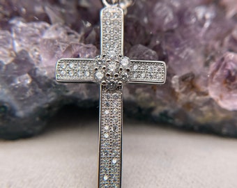 Sterling Silver Cross Pendant 925 Sterling Silver Necklace Gift For Her Cross Necklace