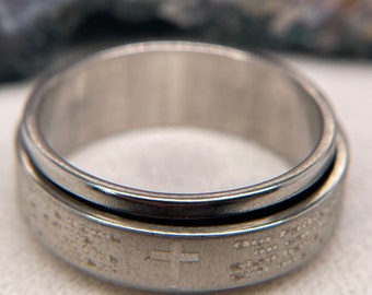 Steel Band Cross Ring Steel Ring Unisex Steel Spinner Ring Unisex Band