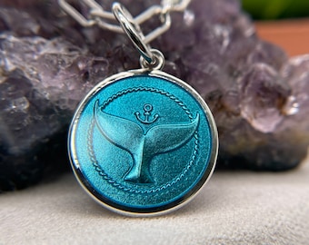 Colgante de cola de ballena de plata de ley 925 Collar de plata de ley Regalo personalizado para su collar de cola de ballena 19x19mm