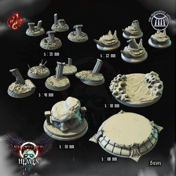 Angel Bases for Miniatures – 25mm, 32mm, 40mm, 50mm, 60mm, 100mm – Crippled God Foundry – Dungeons & Dragons – 6 options