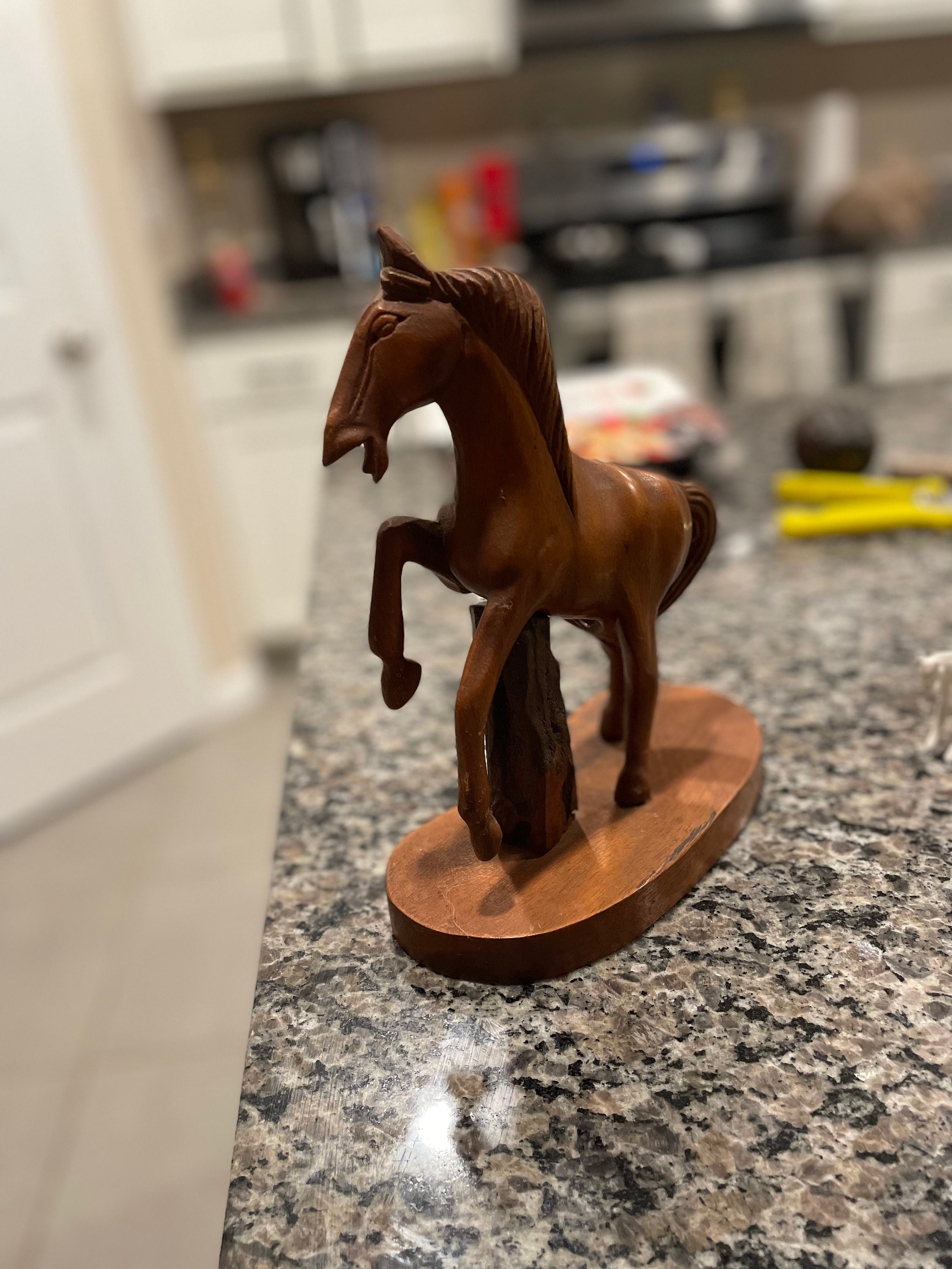 MCM Hand Carved Wooden Horse Figurine 1960s1970s Etsy