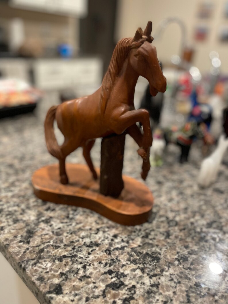 MCM Hand Carved Wooden Horse Figurine 1960s1970s Etsy