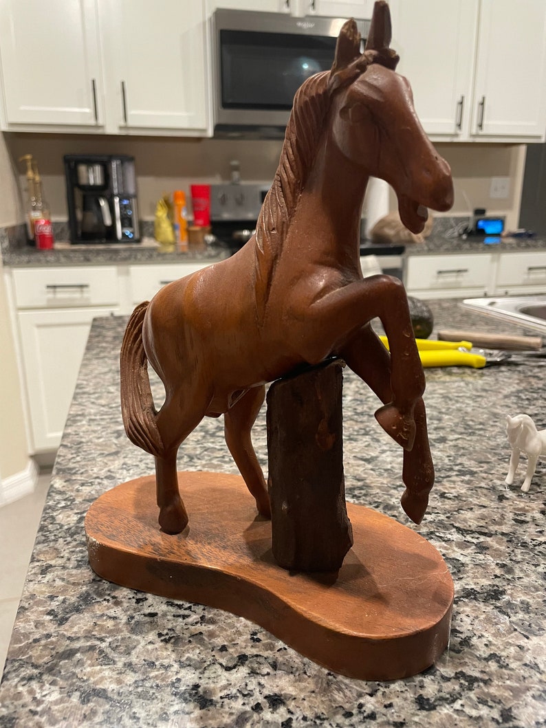 MCM Hand Carved Wooden Horse Figurine 1960s1970s Etsy