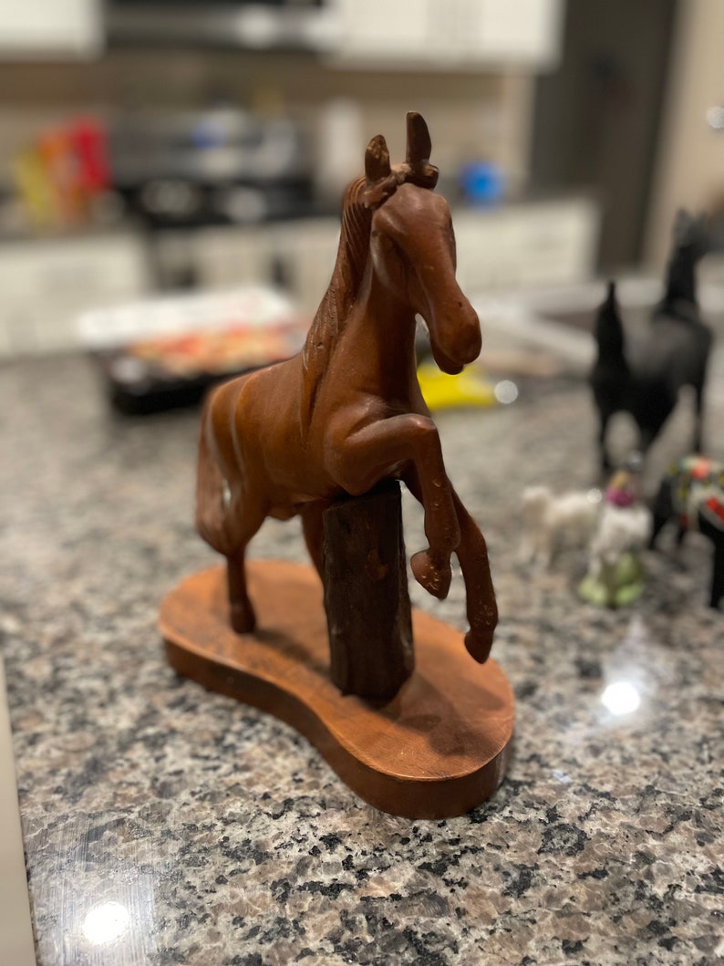 MCM Hand Carved Wooden Horse Figurine 1960s1970s Etsy