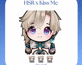 Kiss Aventurine HSR animated emote | ready to use sticker | Twitch Discord emotes