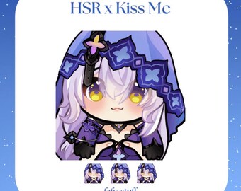 animated emote kissing Black swan HSR | twitch discord ready to use emotes | mihoyo sticker