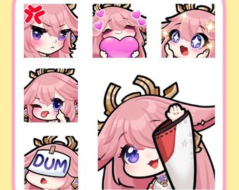 Yae Miko Genshin Impact | Kawaii | Animated | Stream | Twitch Discord Ready to use emotes
