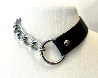 Half n Half. metal and leather chocker