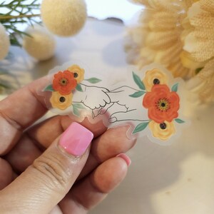 Mother & Child Hands Waterproof Sticker: Floral Family Decal